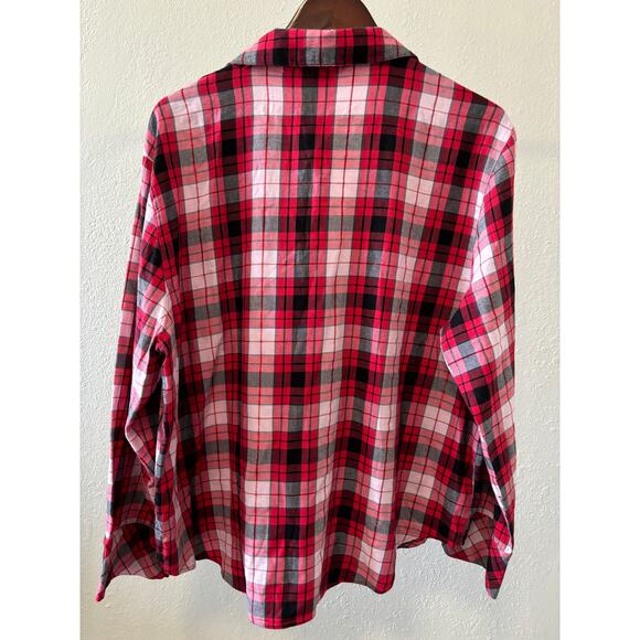 Victoria's Secret Pajama Top / Shirt Womens Size XL Plaid Cotton Blend Red Black - Picture 4 of 4